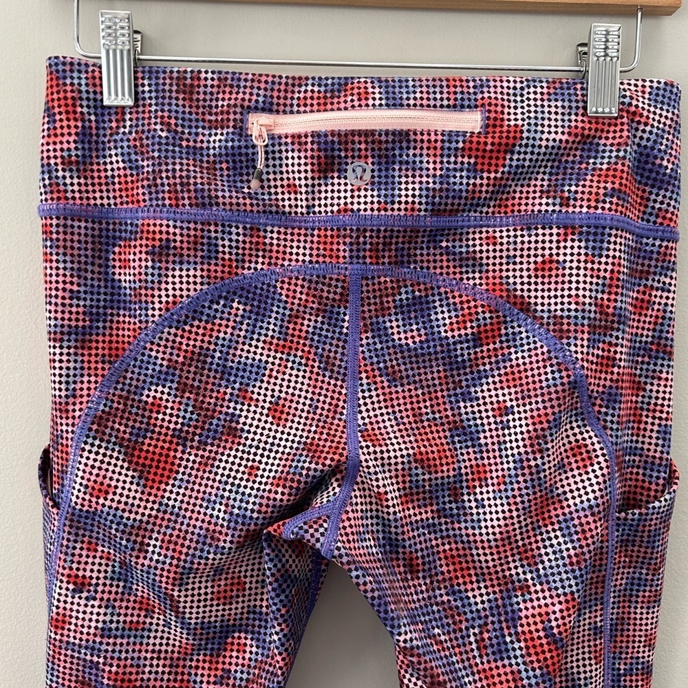 Lululemon Circa 2016 Speed Light Checker Blooms Full Length Zipper Back Leggings - Picture 4 of 7